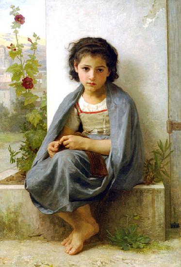 William-Adolphe Bouguereau The Little Knitter oil painting image